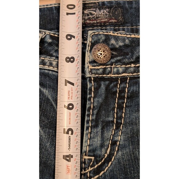 SILVER Jeans SUKI MID CAPRI Womens W30 (32) W22 Fluid Denim Thick Stitch Western - Picture 11 of 12